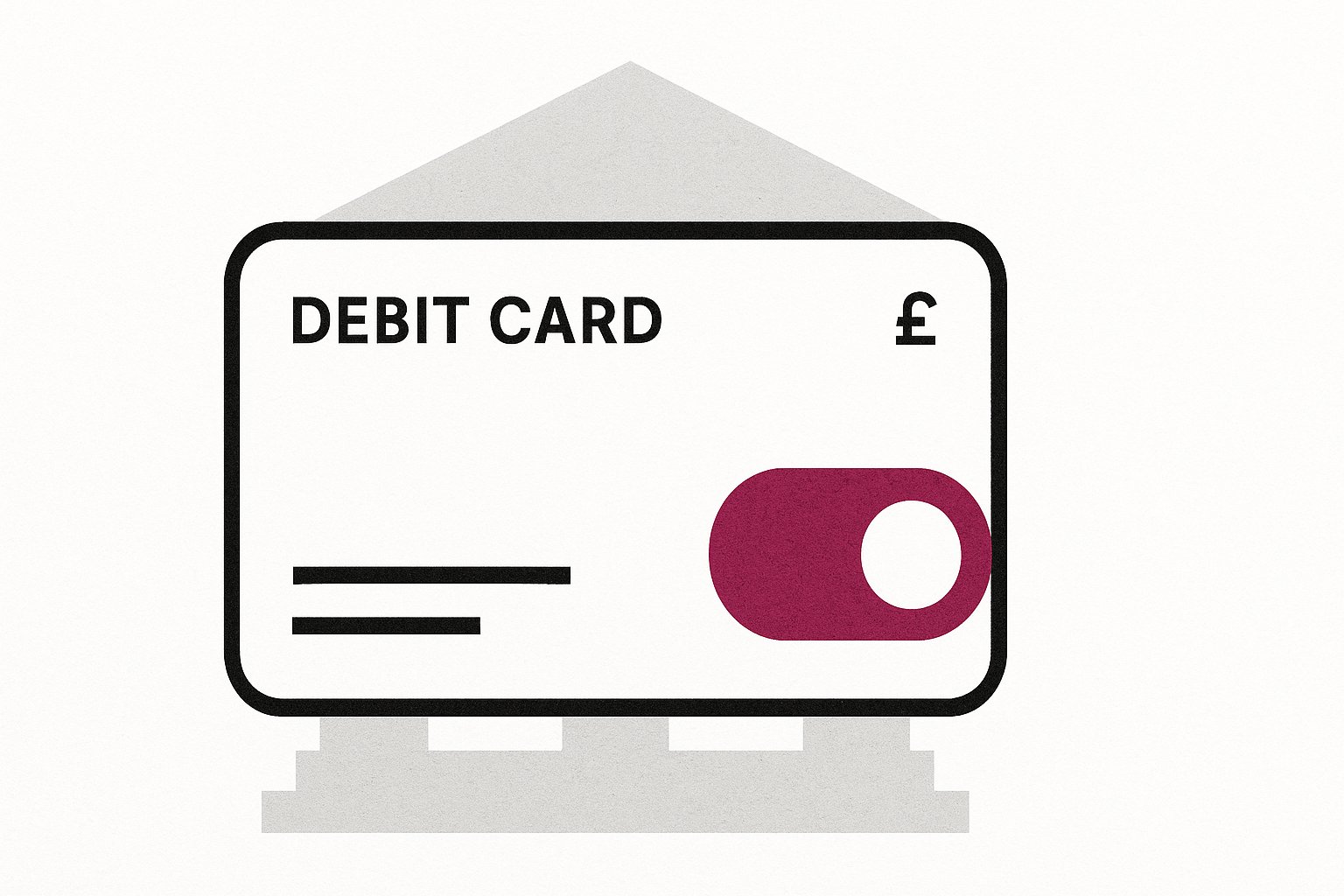 A household ledger opened next to a card reader and a mobile-banking app, with a self-imposed spending cap written on the page